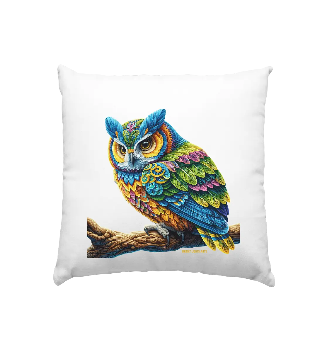 Mystische Eule -  Ausdrucksstarke Kunst mit leuchtenden Farben - Kissen 40x40cm Bright Lights Arts