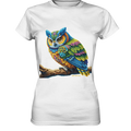 Mystische Eule -  Ausdrucksstarke Kunst mit leuchtenden Farben - Ladies Premium Shirt Bright Lights Arts