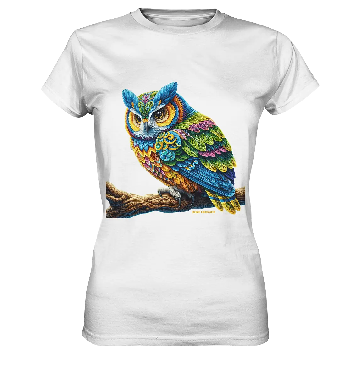 Mystische Eule -  Ausdrucksstarke Kunst mit leuchtenden Farben - Ladies Premium Shirt Bright Lights Arts