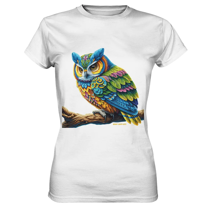 Mystische Eule -  Ausdrucksstarke Kunst mit leuchtenden Farben - Ladies Premium Shirt Bright Lights Arts