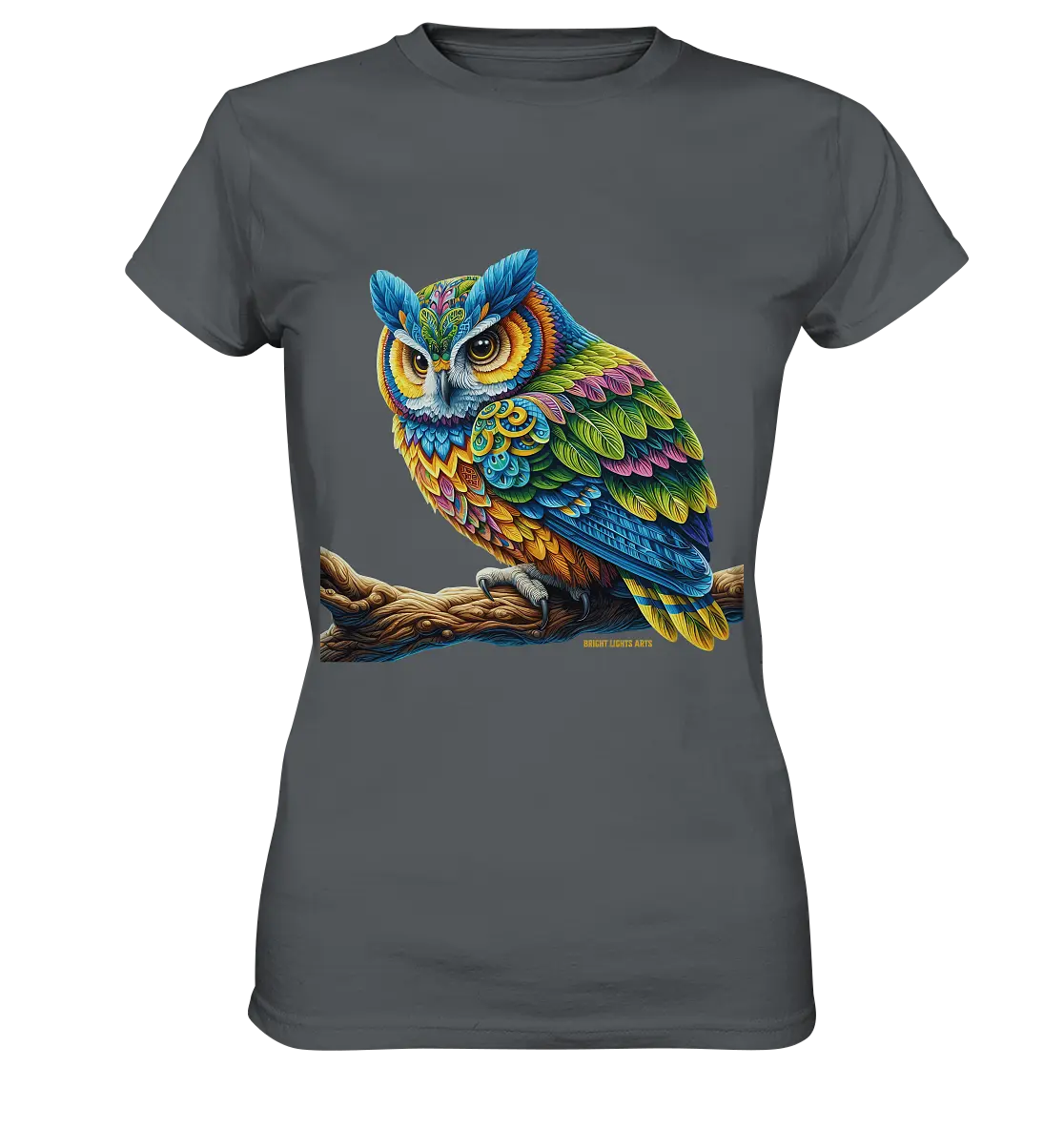 Mystische Eule -  Ausdrucksstarke Kunst mit leuchtenden Farben - Ladies Premium Shirt Bright Lights Arts