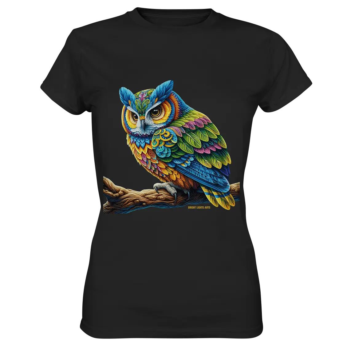 Mystische Eule -  Ausdrucksstarke Kunst mit leuchtenden Farben - Ladies Premium Shirt Bright Lights Arts