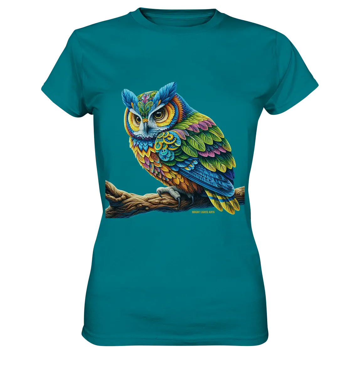 Mystische Eule -  Ausdrucksstarke Kunst mit leuchtenden Farben - Ladies Premium Shirt Bright Lights Arts
