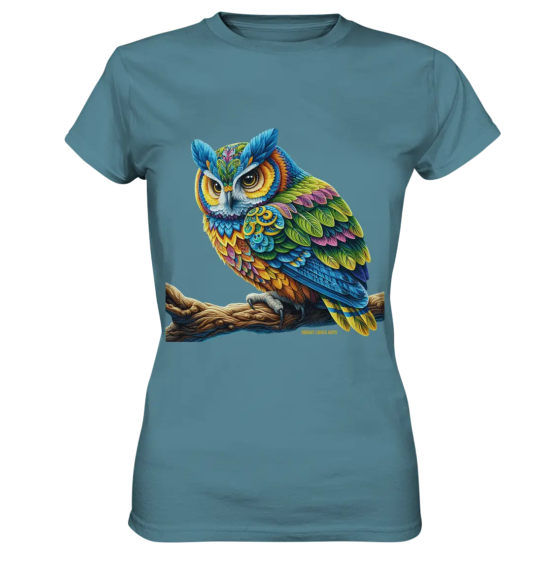Mystische Eule -  Ausdrucksstarke Kunst mit leuchtenden Farben - Ladies Premium Shirt Bright Lights Arts