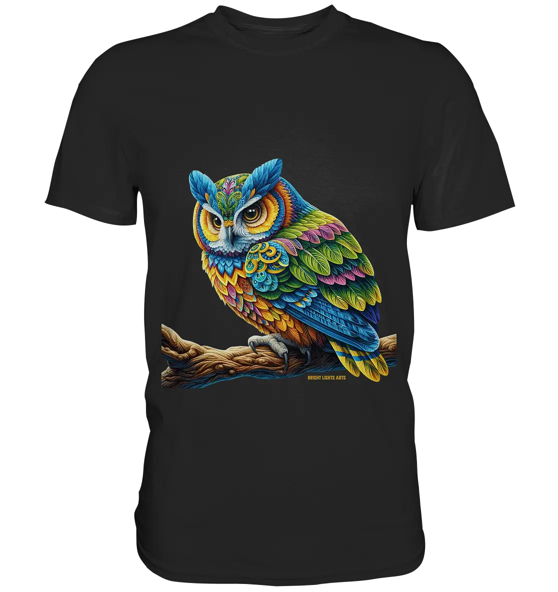 Mystische Eule -  Ausdrucksstarke Kunst mit leuchtenden Farben - Premium Shirt Bright Lights Arts