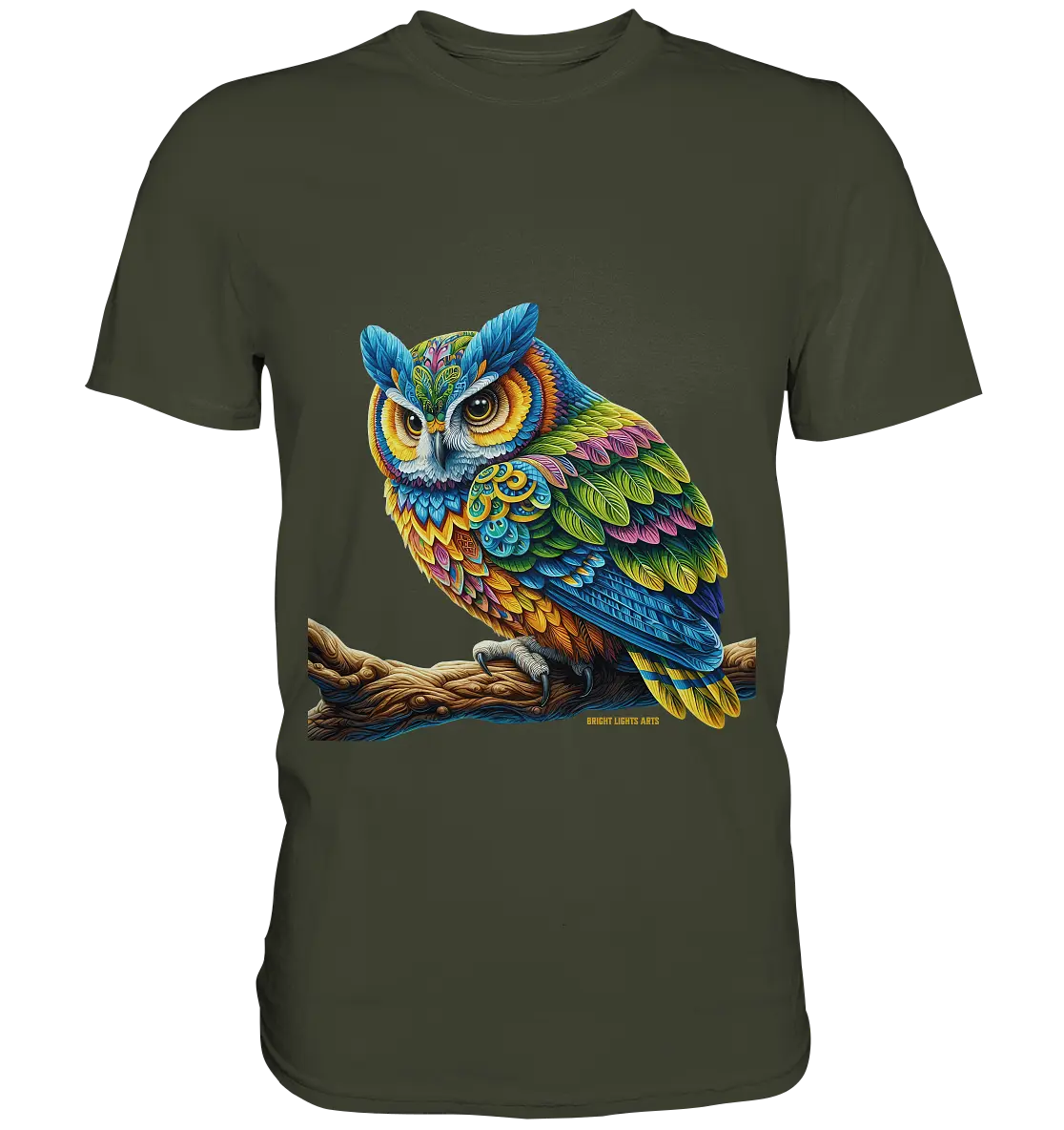 Mystische Eule -  Ausdrucksstarke Kunst mit leuchtenden Farben - Premium Shirt Bright Lights Arts
