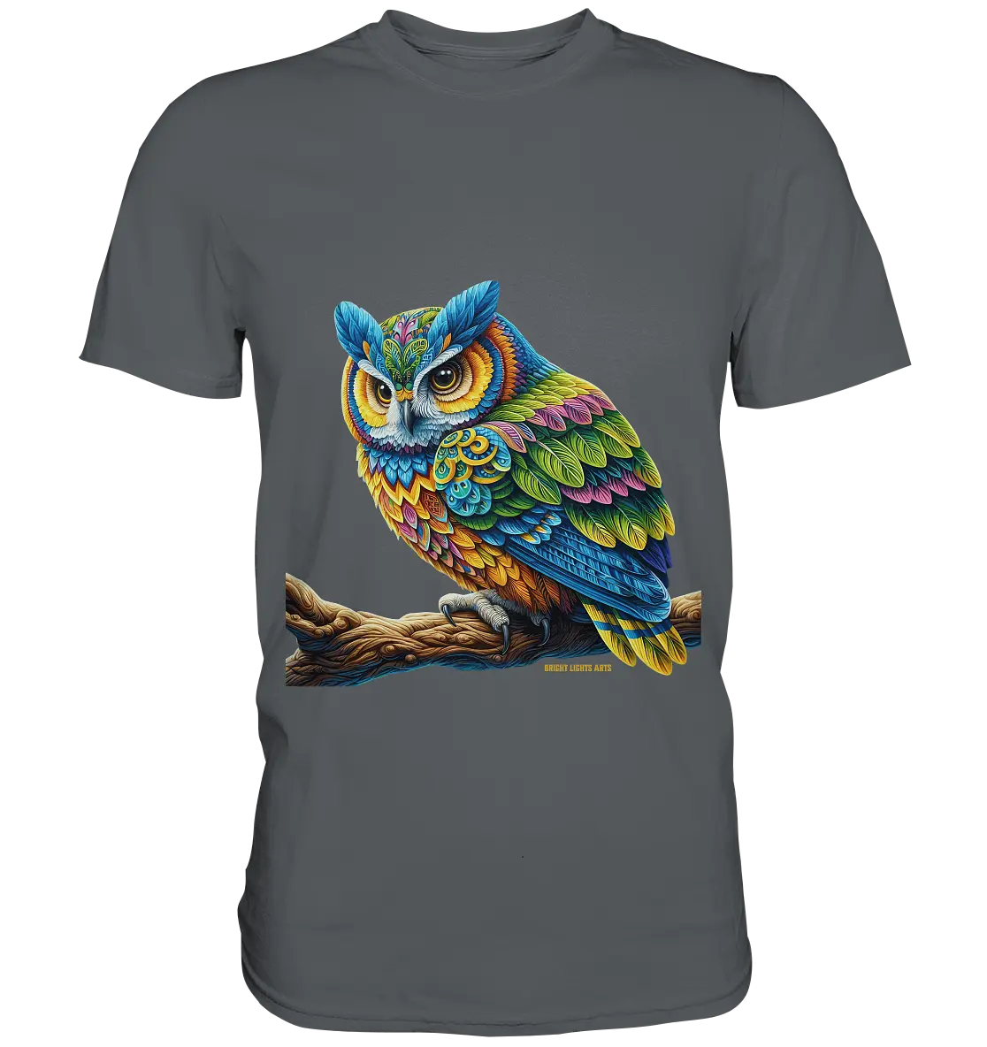 Mystische Eule -  Ausdrucksstarke Kunst mit leuchtenden Farben - Premium Shirt Bright Lights Arts
