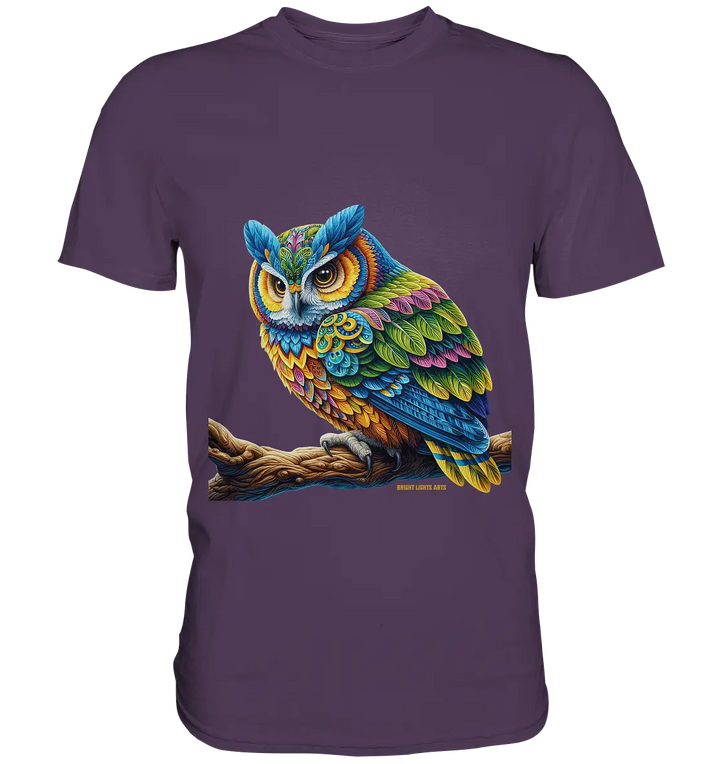 Mystische Eule -  Ausdrucksstarke Kunst mit leuchtenden Farben - Premium Shirt Bright Lights Arts