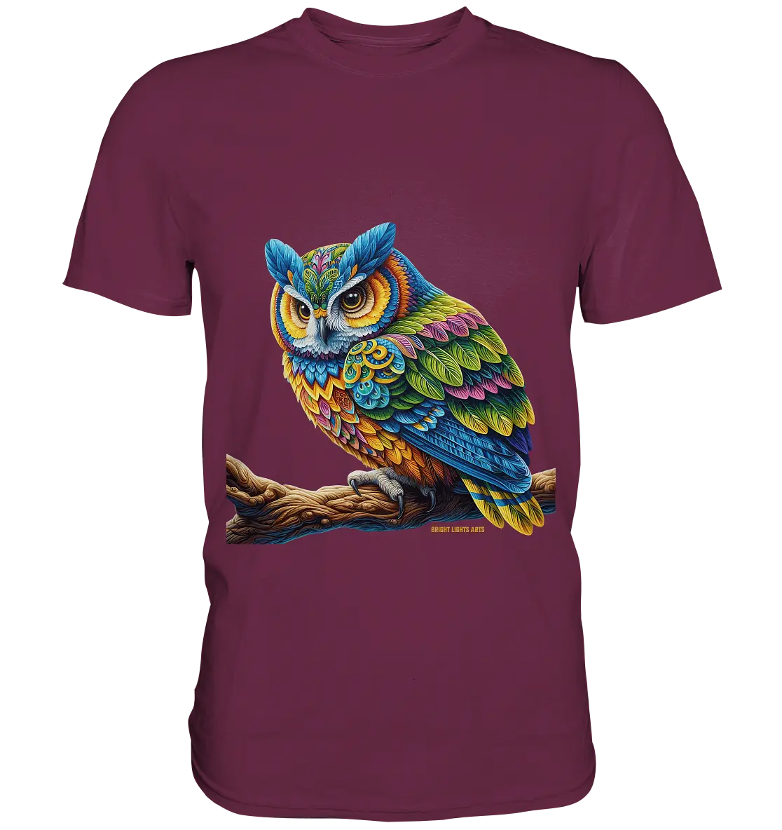 Mystische Eule -  Ausdrucksstarke Kunst mit leuchtenden Farben - Premium Shirt Bright Lights Arts
