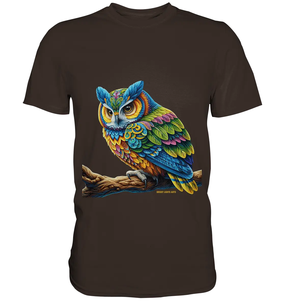 Mystische Eule -  Ausdrucksstarke Kunst mit leuchtenden Farben - Premium Shirt Bright Lights Arts