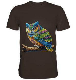 Mystische Eule -  Ausdrucksstarke Kunst mit leuchtenden Farben - Premium Shirt Bright Lights Arts