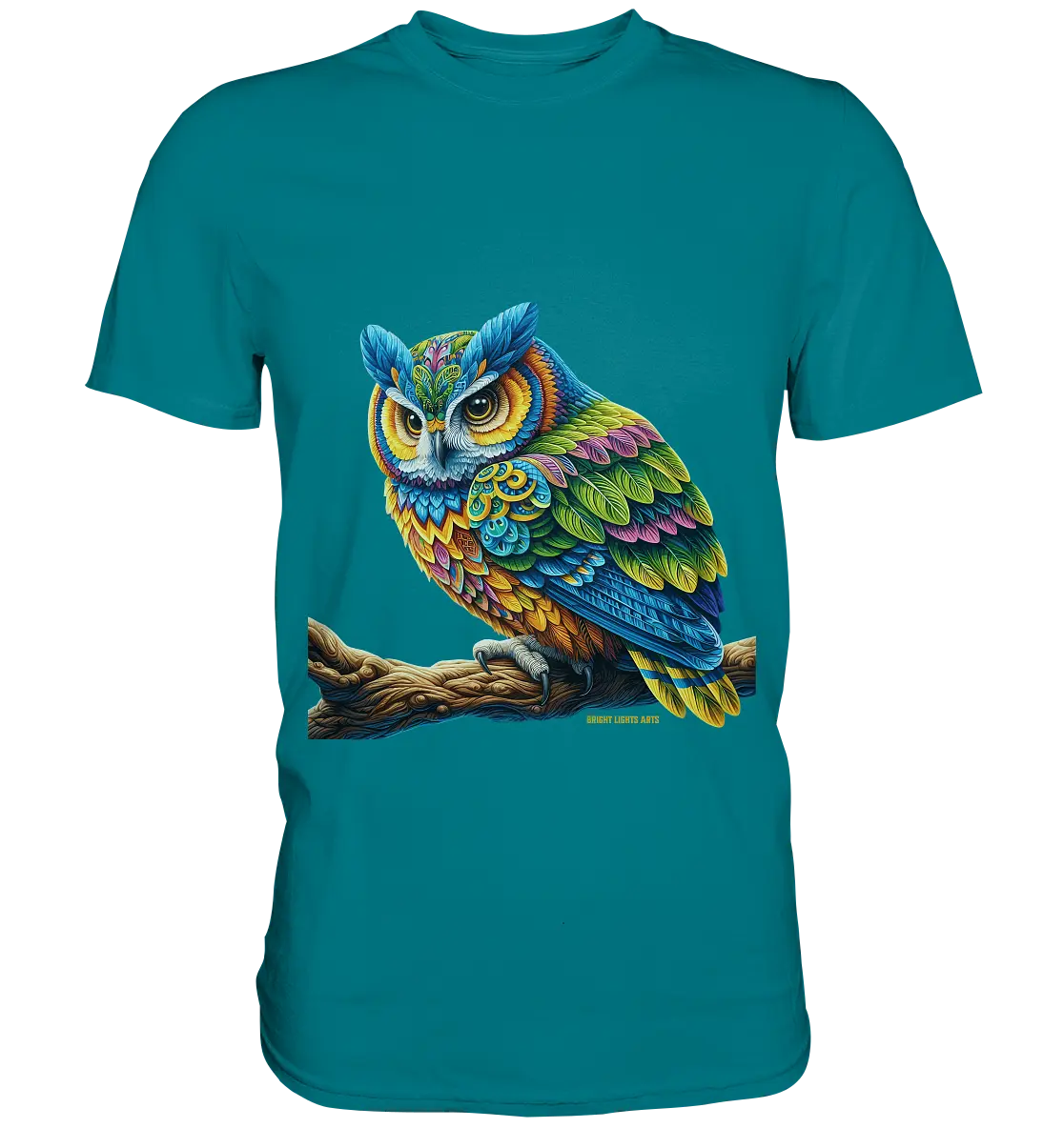Mystische Eule -  Ausdrucksstarke Kunst mit leuchtenden Farben - Premium Shirt Bright Lights Arts