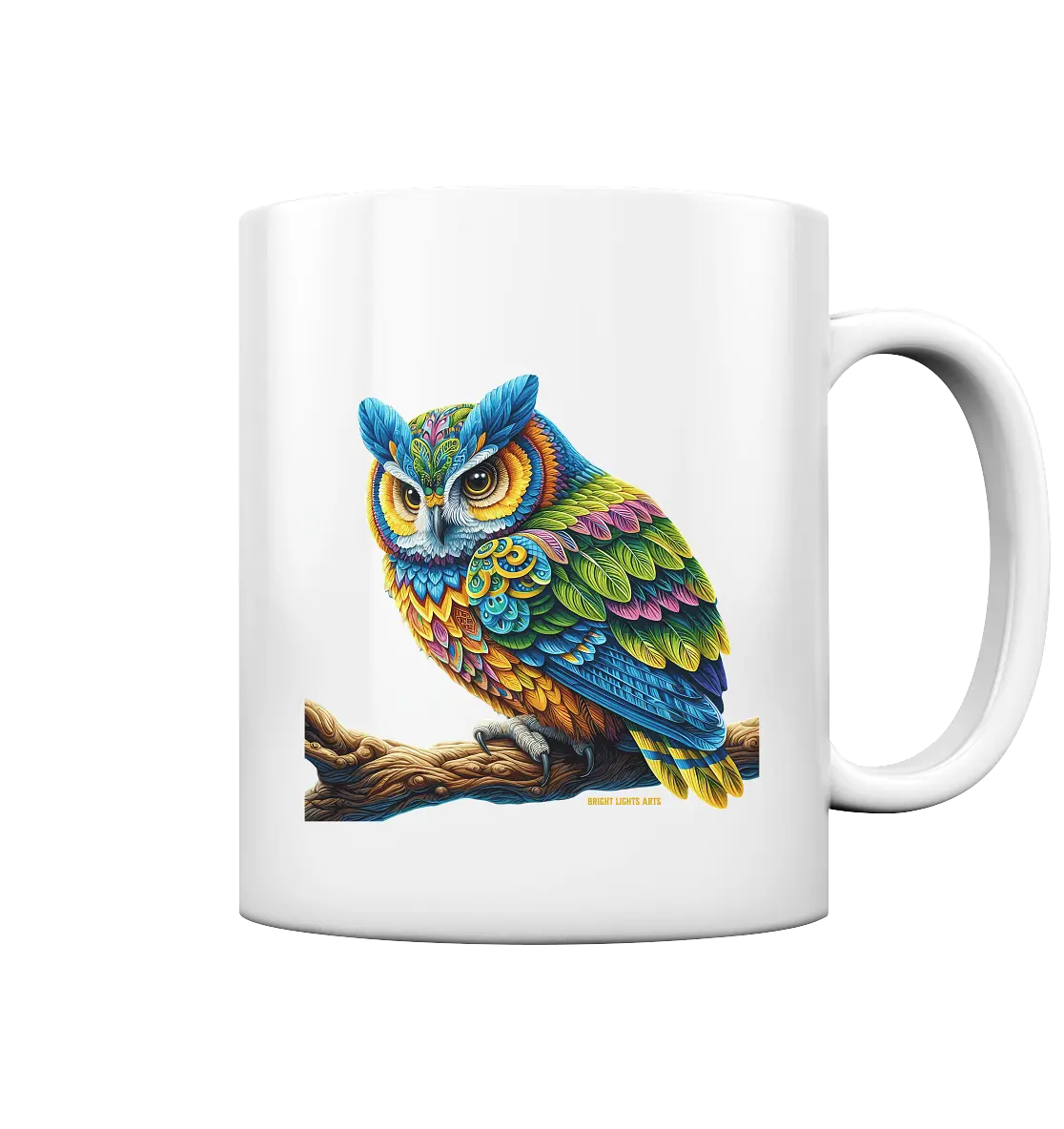 Mystische Eule -  Ausdrucksstarke Kunst mit leuchtenden Farben - Tasse glossy Bright Lights Arts