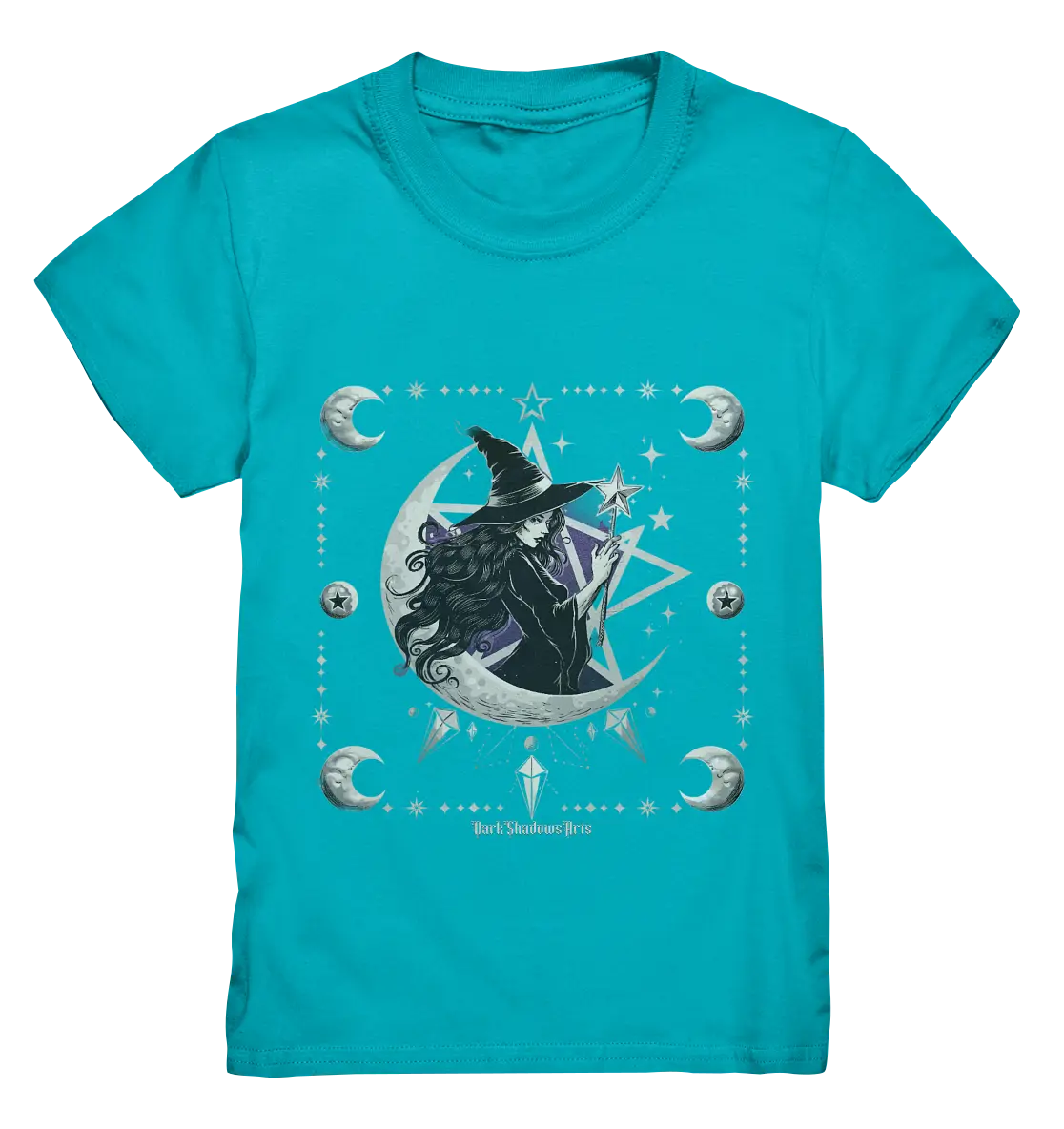 Mystische Hexe im Halbmond Magische Sternennacht - Kids Premium Shirt Bright Lights Arts