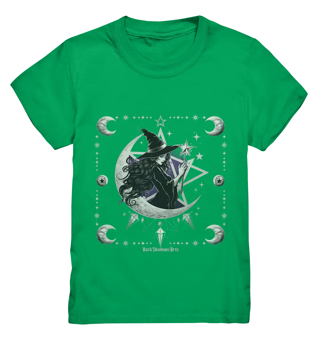 Mystische Hexe im Halbmond Magische Sternennacht - Kids Premium Shirt Bright Lights Arts