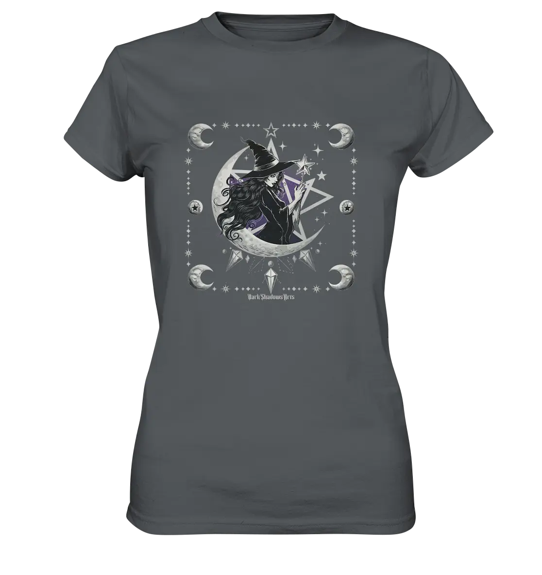 Mystische Hexe im Halbmond Magische Sternennacht - Ladies Premium Shirt Bright Lights Arts
