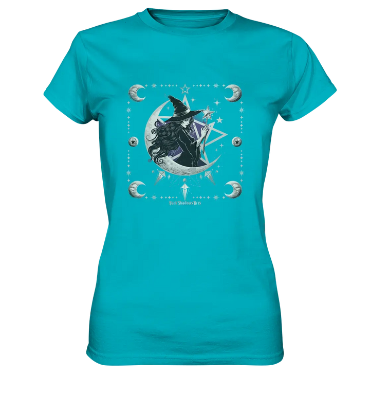 Mystische Hexe im Halbmond Magische Sternennacht - Ladies Premium Shirt Bright Lights Arts