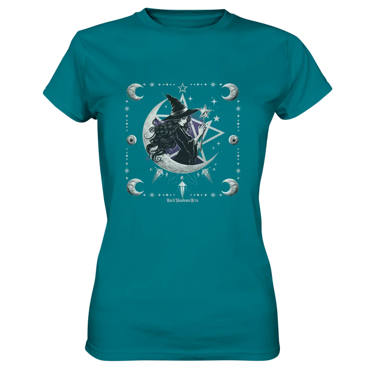 Mystische Hexe im Halbmond Magische Sternennacht - Ladies Premium Shirt Bright Lights Arts