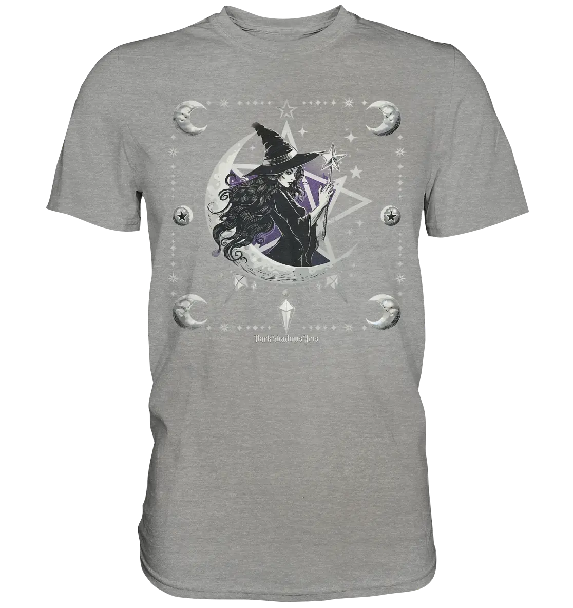 Mystische Hexe im Halbmond Magische Sternennacht - Premium Shirt Bright Lights Arts