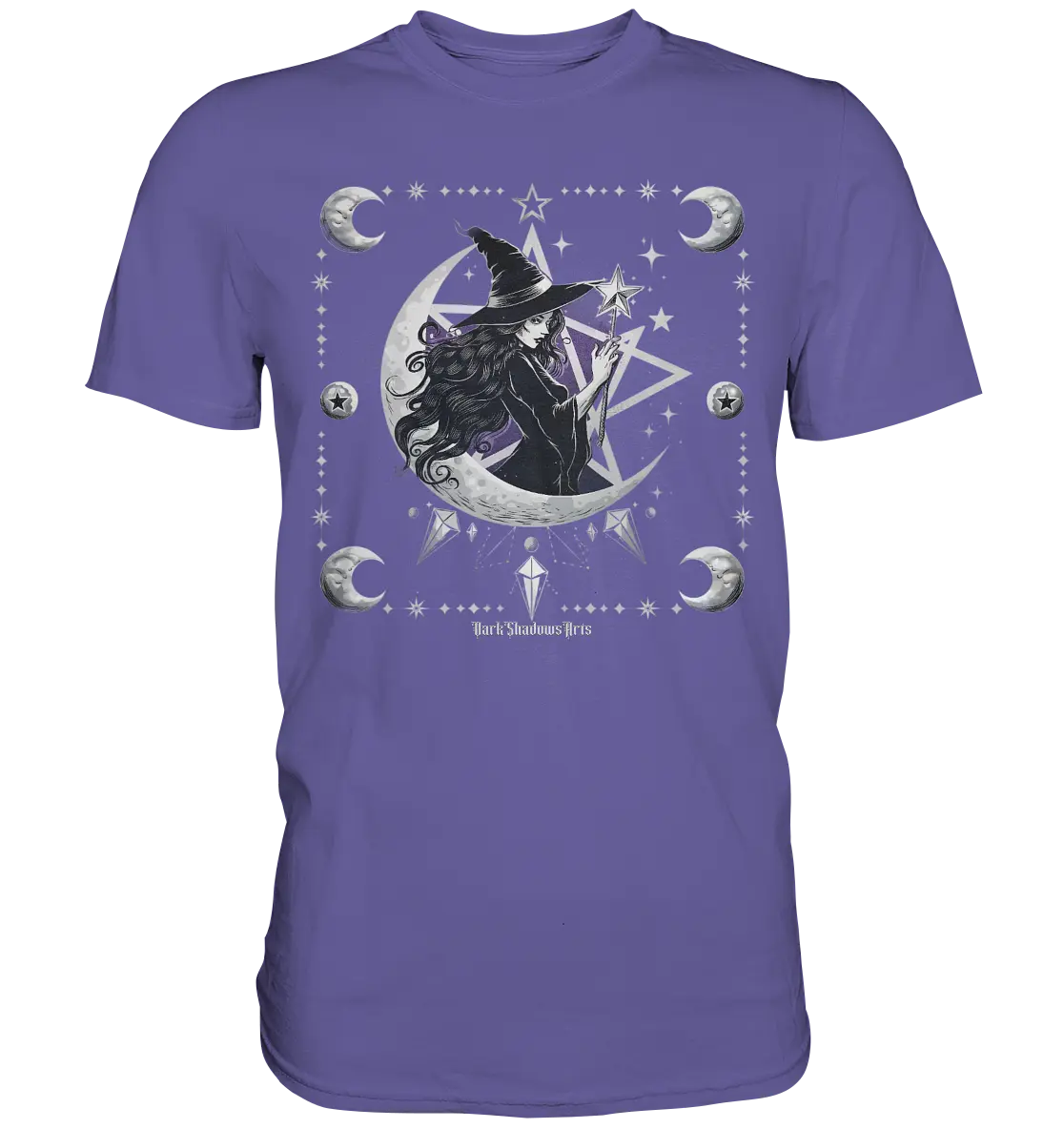 Mystische Hexe im Halbmond Magische Sternennacht - Premium Shirt Bright Lights Arts