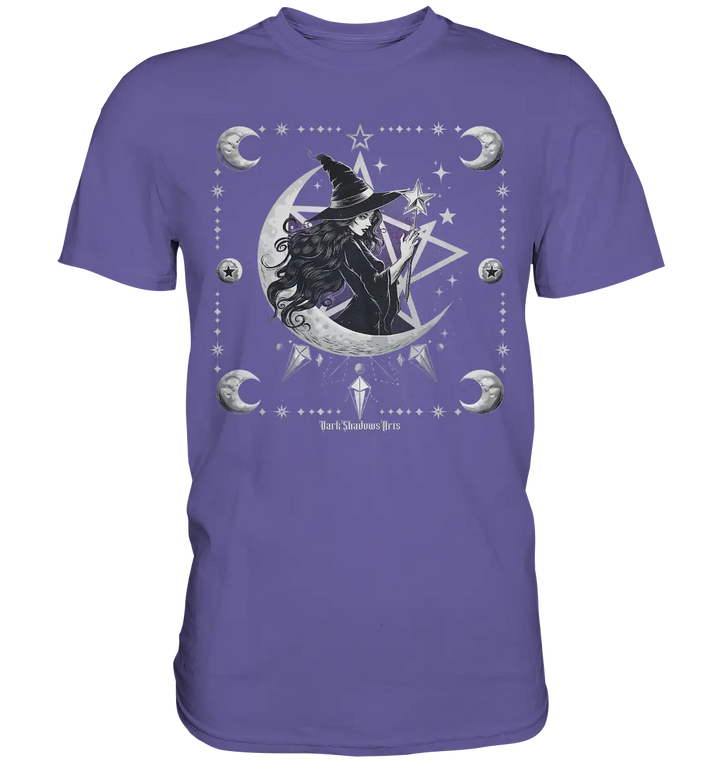 Mystische Hexe im Halbmond Magische Sternennacht - Premium Shirt Bright Lights Arts