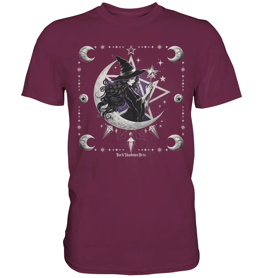 Mystische Hexe im Halbmond Magische Sternennacht - Premium Shirt Bright Lights Arts