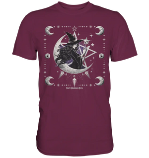 Mystische Hexe im Halbmond Magische Sternennacht - Premium Shirt Bright Lights Arts