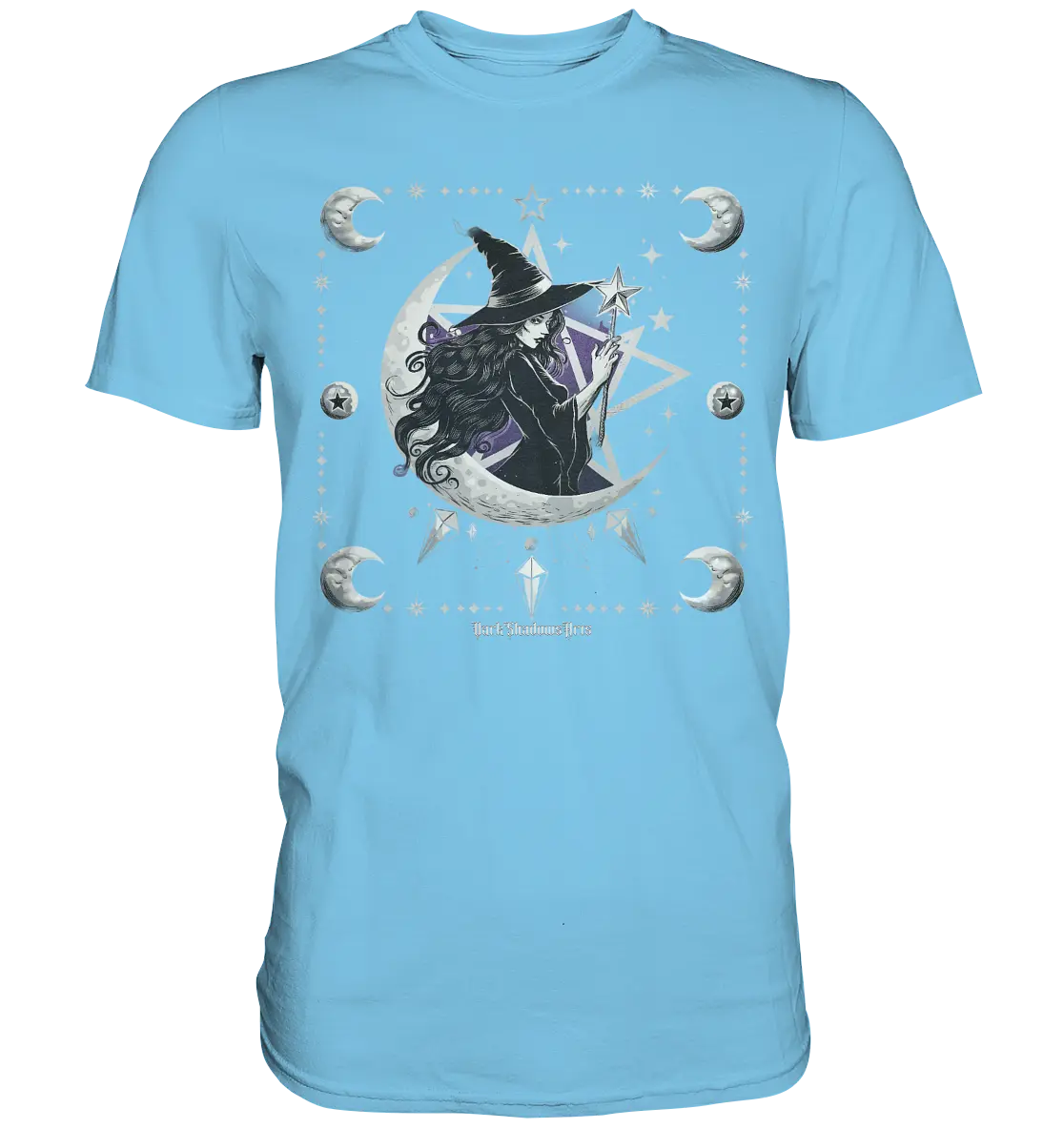 Mystische Hexe im Halbmond Magische Sternennacht - Premium Shirt Bright Lights Arts