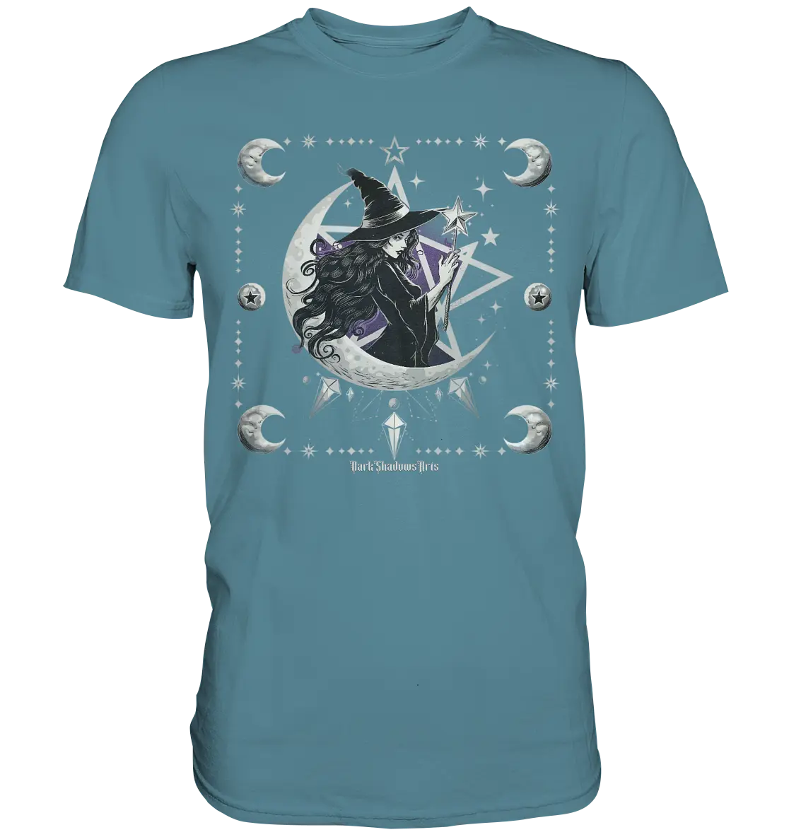 Mystische Hexe im Halbmond Magische Sternennacht - Premium Shirt Bright Lights Arts