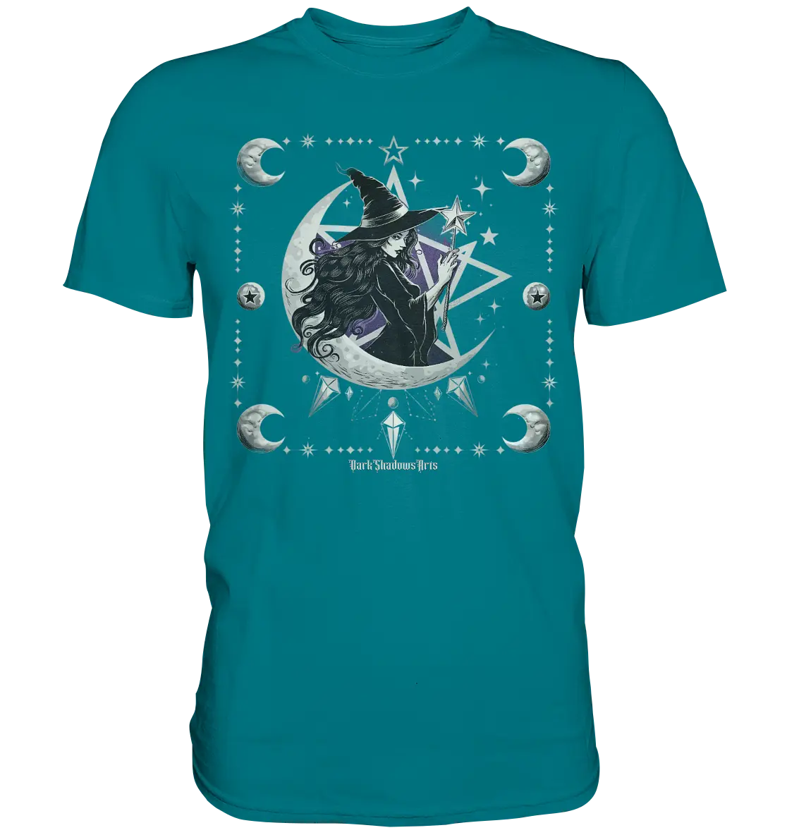 Mystische Hexe im Halbmond Magische Sternennacht - Premium Shirt Bright Lights Arts