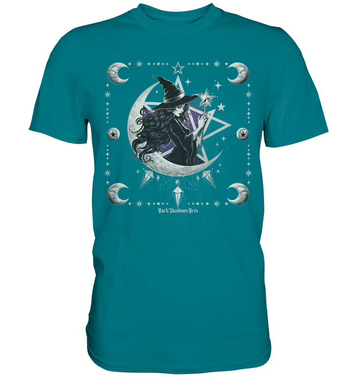 Mystische Hexe im Halbmond Magische Sternennacht - Premium Shirt Bright Lights Arts