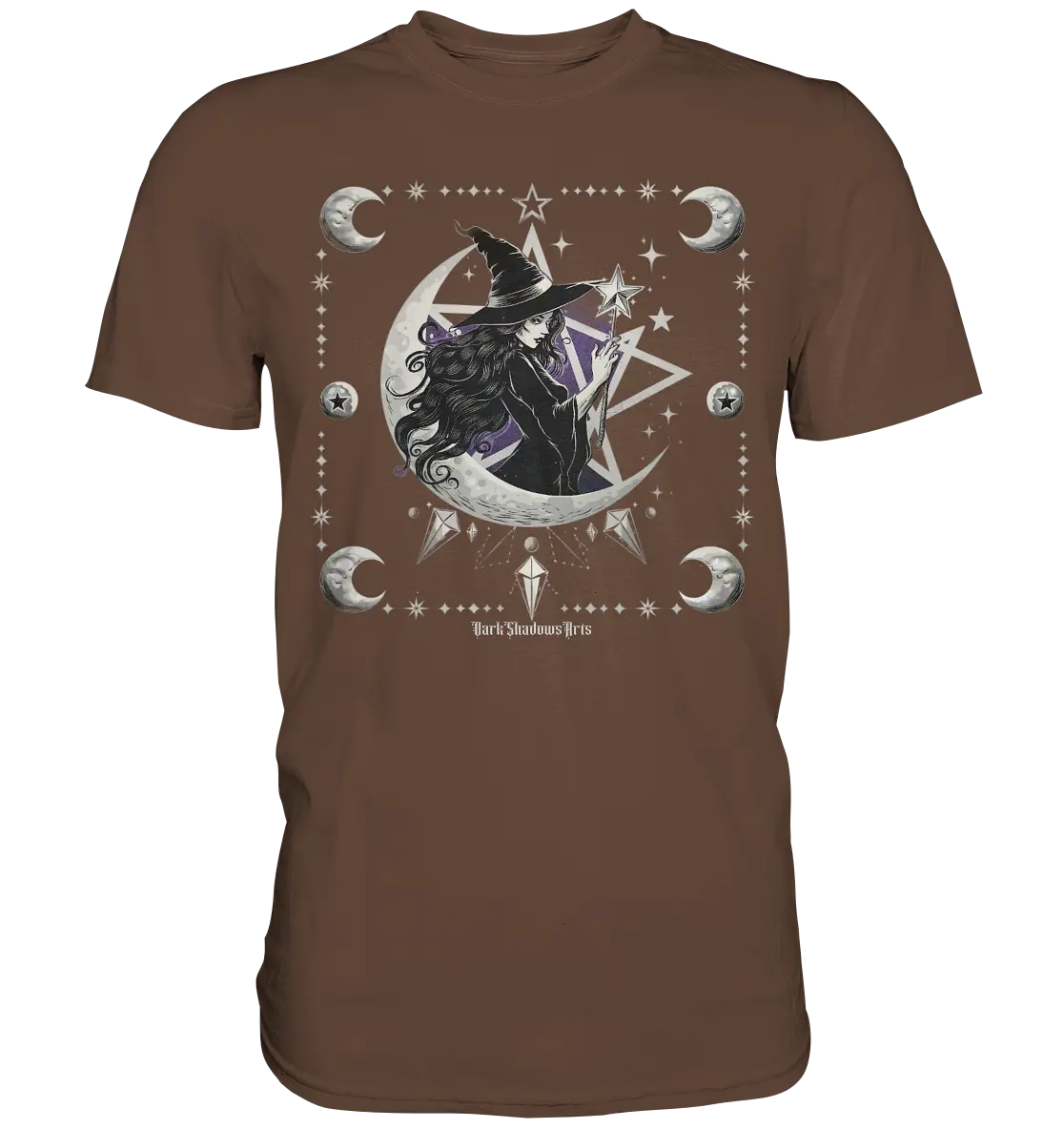 Mystische Hexe im Halbmond Magische Sternennacht - Premium Shirt Bright Lights Arts
