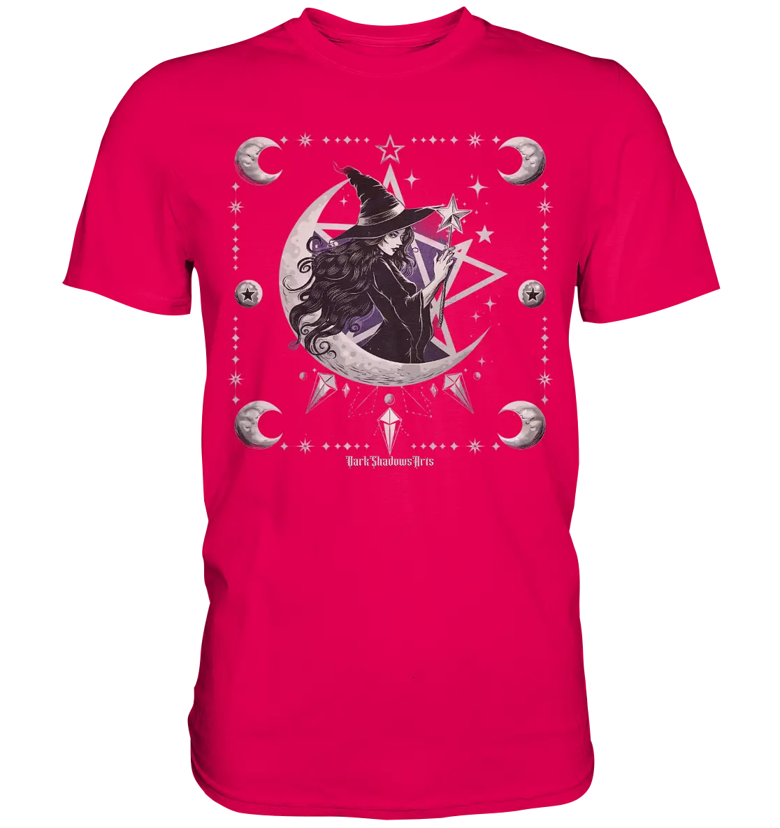 Mystische Hexe im Halbmond Magische Sternennacht - Premium Shirt Bright Lights Arts