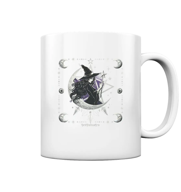 Mystische Hexe im Halbmond Magische Sternennacht - Tasse glossy Bright Lights Arts