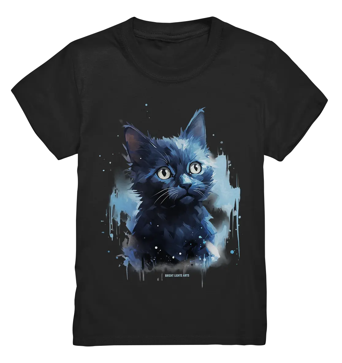 Mystische Katzenmagie – Faszinierendes Blau-Schwarz Design - Kids Premium Shirt Bright Lights Arts