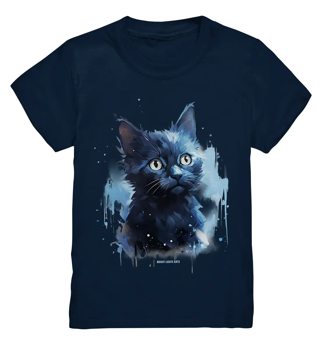 Mystische Katzenmagie – Faszinierendes Blau-Schwarz Design - Kids Premium Shirt Bright Lights Arts