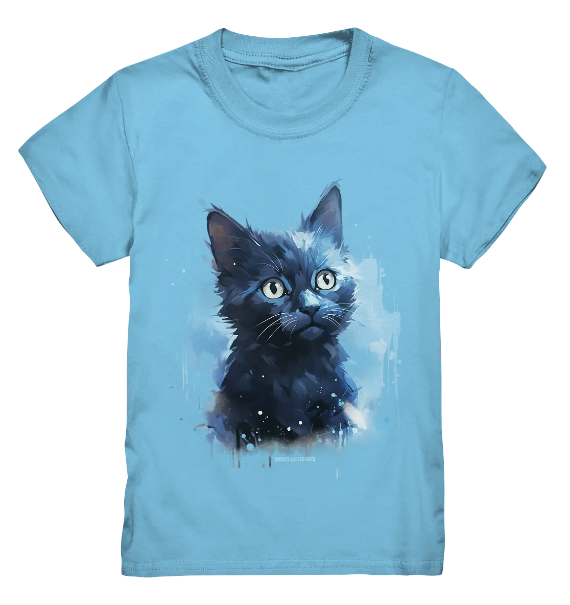 Mystische Katzenmagie – Faszinierendes Blau-Schwarz Design - Kids Premium Shirt Bright Lights Arts