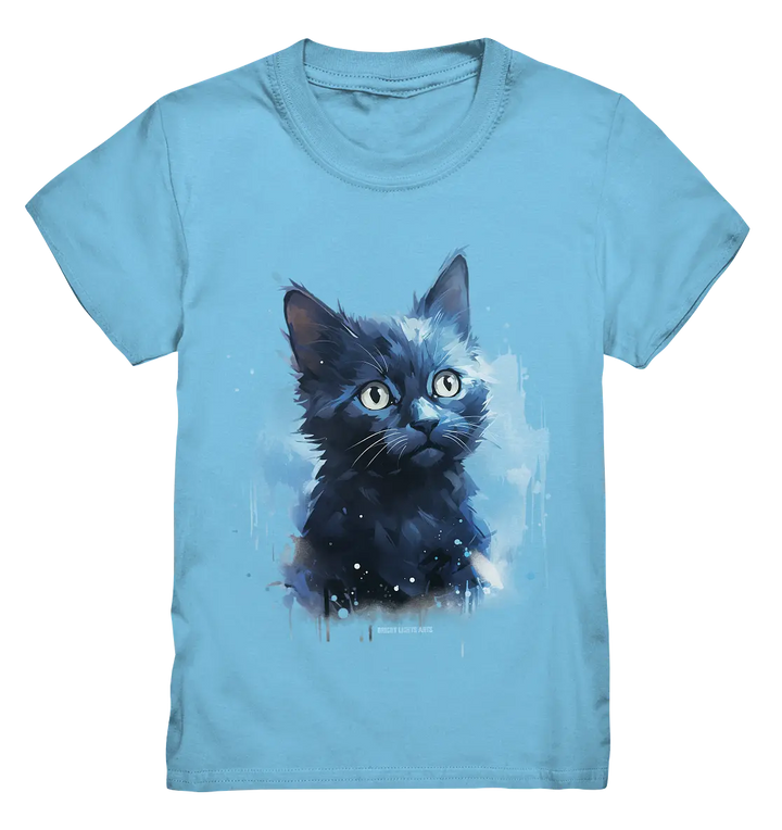 Mystische Katzenmagie – Faszinierendes Blau-Schwarz Design - Kids Premium Shirt Bright Lights Arts