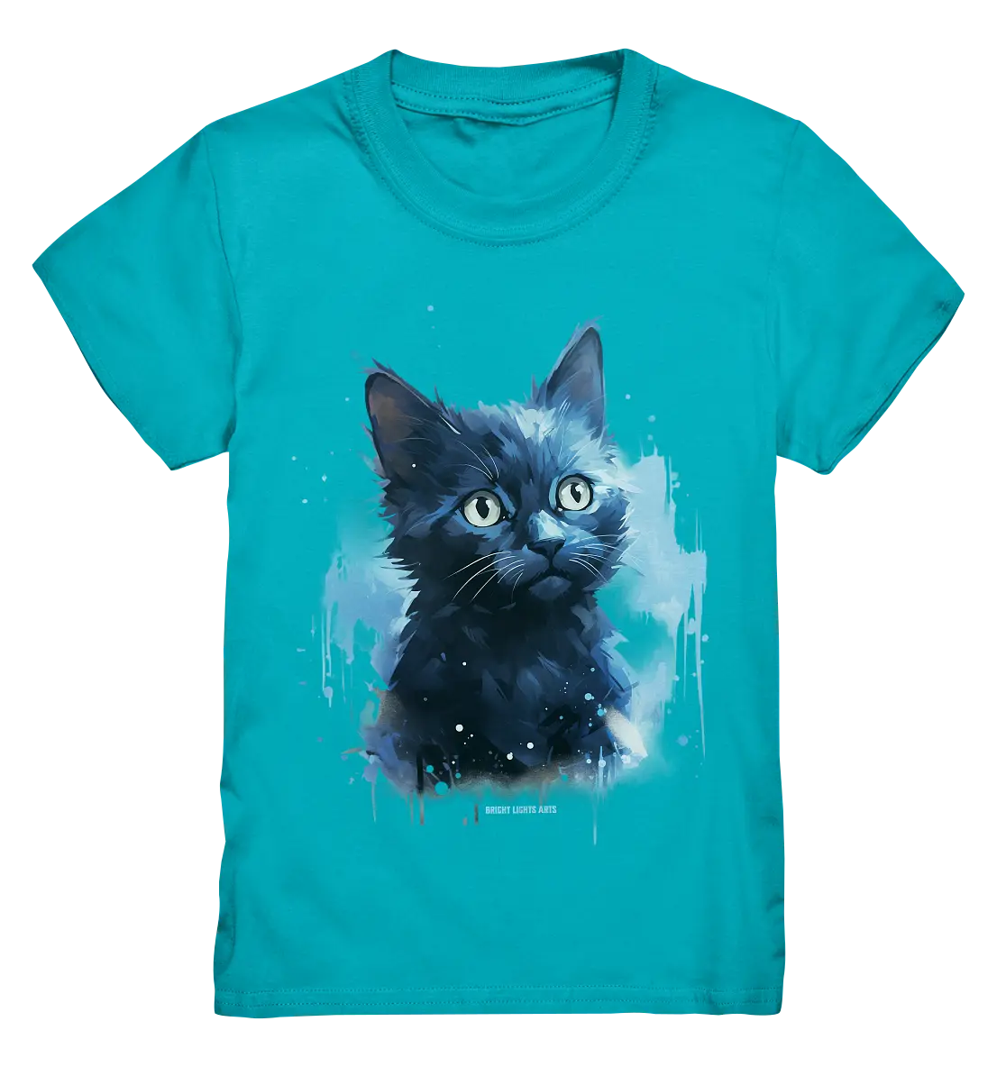 Mystische Katzenmagie – Faszinierendes Blau-Schwarz Design - Kids Premium Shirt Bright Lights Arts