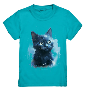 Mystische Katzenmagie – Faszinierendes Blau-Schwarz Design - Kids Premium Shirt Bright Lights Arts