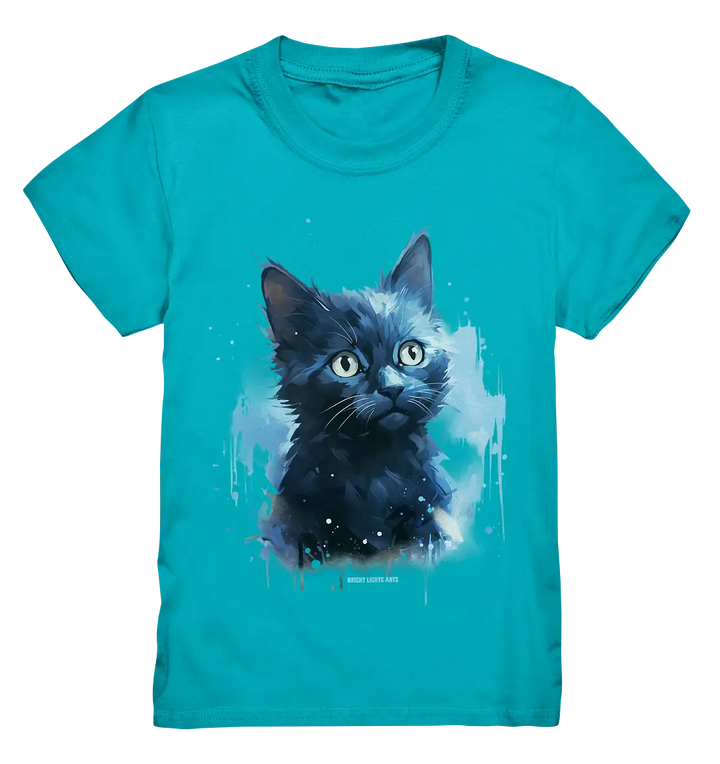 Mystische Katzenmagie – Faszinierendes Blau-Schwarz Design - Kids Premium Shirt Bright Lights Arts