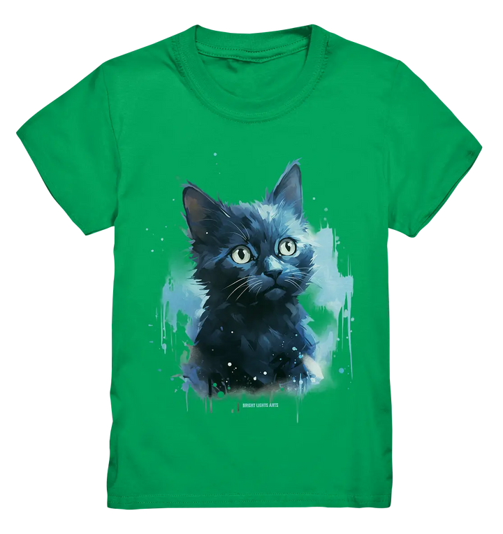Mystische Katzenmagie – Faszinierendes Blau-Schwarz Design - Kids Premium Shirt Bright Lights Arts