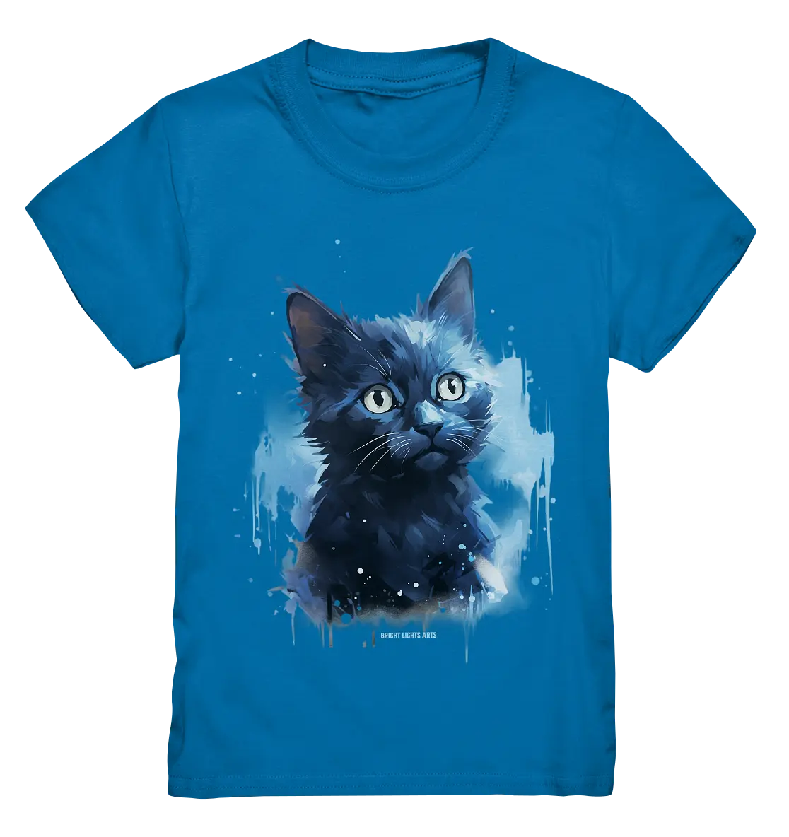 Mystische Katzenmagie – Faszinierendes Blau-Schwarz Design - Kids Premium Shirt Bright Lights Arts