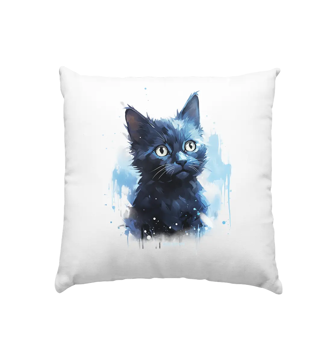 Mystische Katzenmagie – Faszinierendes Blau-Schwarz Design - Kissen 40x40cm Bright Lights Arts