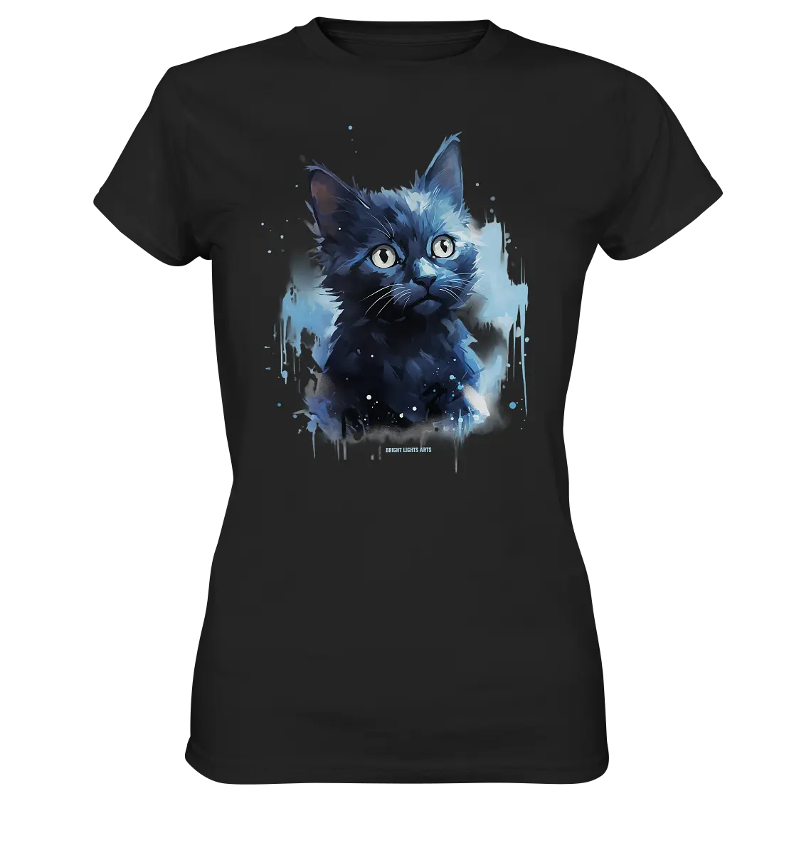Mystische Katzenmagie – Faszinierendes Blau-Schwarz Design - Ladies Premium Shirt Bright Lights Arts