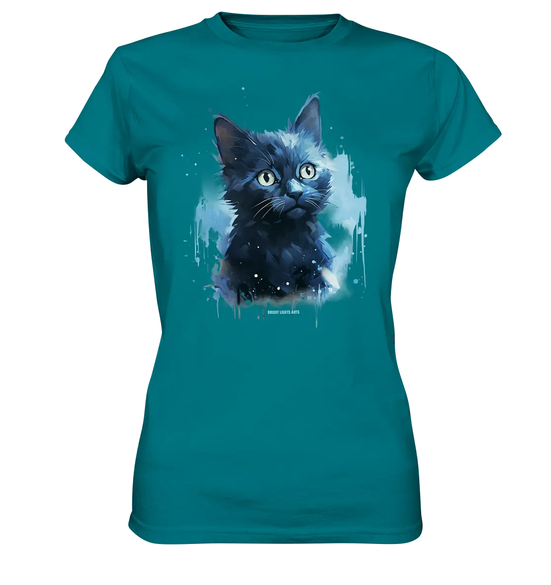 Mystische Katzenmagie – Faszinierendes Blau-Schwarz Design - Ladies Premium Shirt Bright Lights Arts