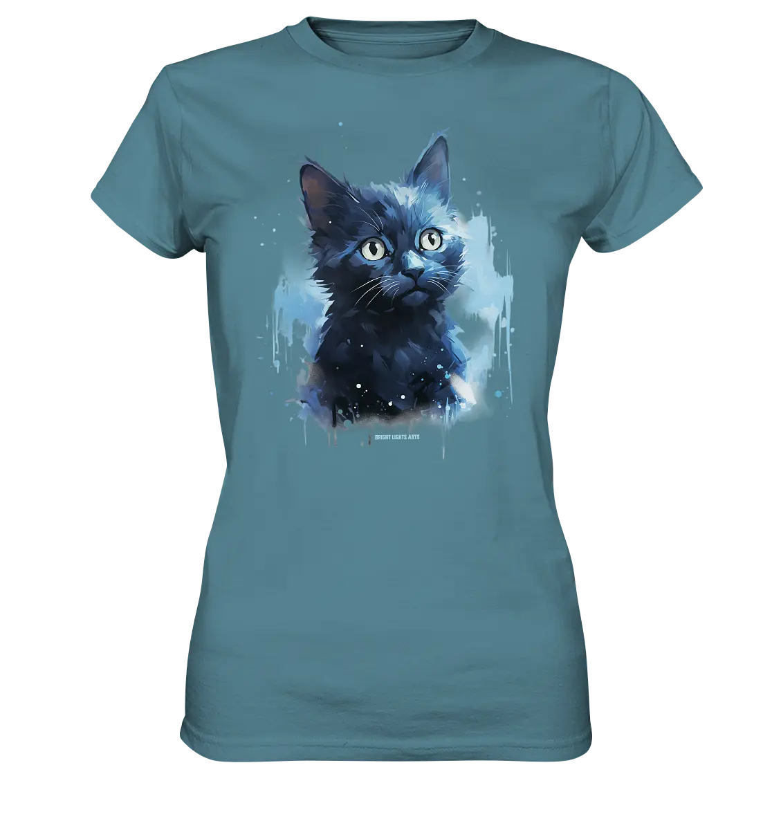 Mystische Katzenmagie – Faszinierendes Blau-Schwarz Design - Ladies Premium Shirt Bright Lights Arts