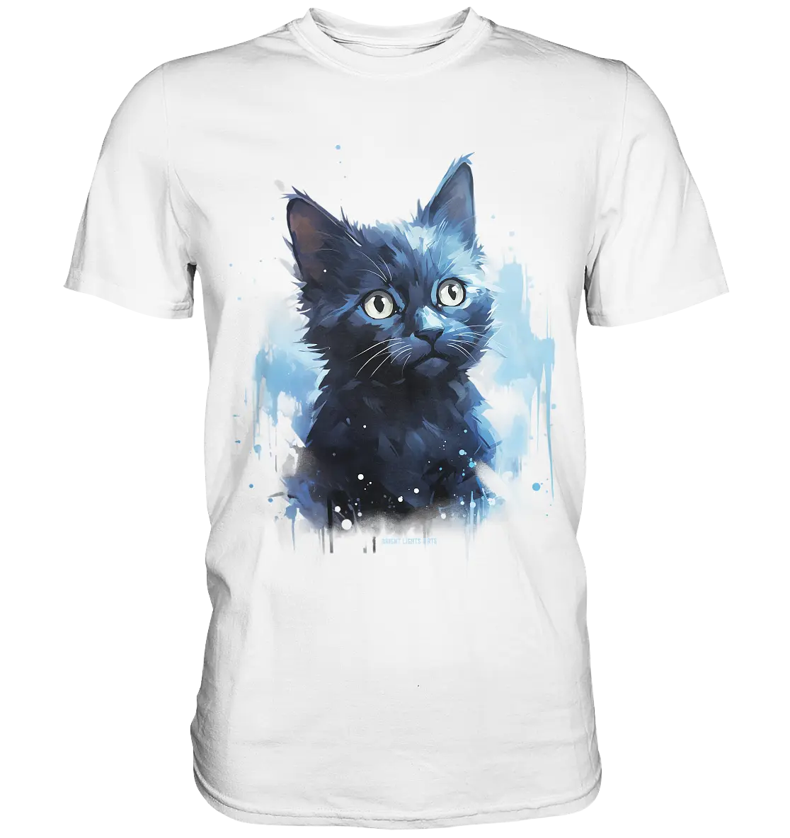 Mystische Katzenmagie – Faszinierendes Blau-Schwarz Design - Premium Shirt Bright Lights Arts