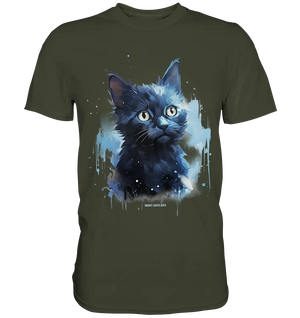 Mystische Katzenmagie – Faszinierendes Blau-Schwarz Design - Premium Shirt Bright Lights Arts