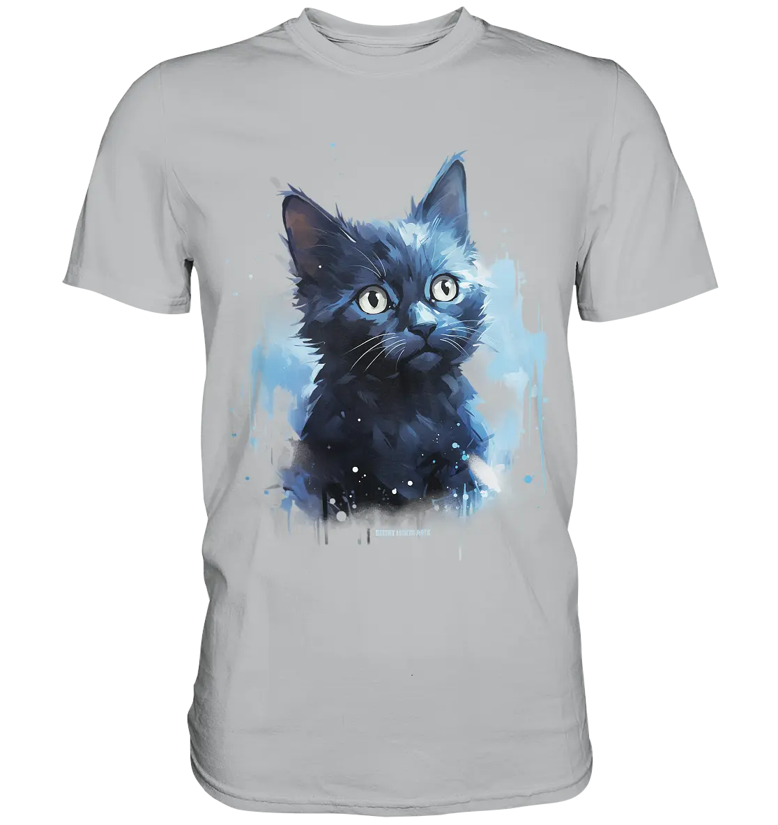 Mystische Katzenmagie – Faszinierendes Blau-Schwarz Design - Premium Shirt Bright Lights Arts